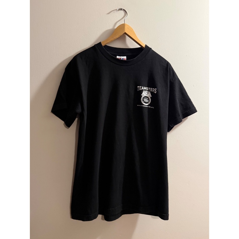 Vintage Teamsters Local 781 Bayside Heavy Weight T-Shirt Black Mens Large USA